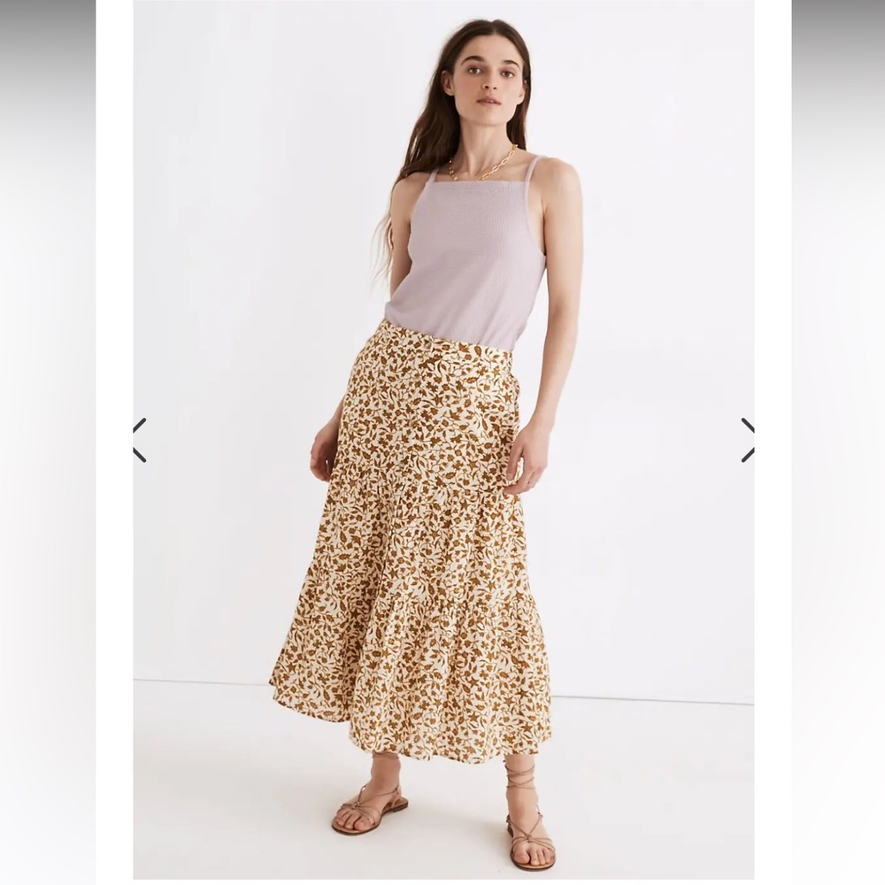 Madewell Button-Front Tiered Maxi Skirt in Batik Vine